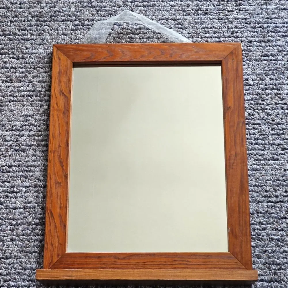 Rustic Wooden Framed Hanging Vanity Mirror with 2